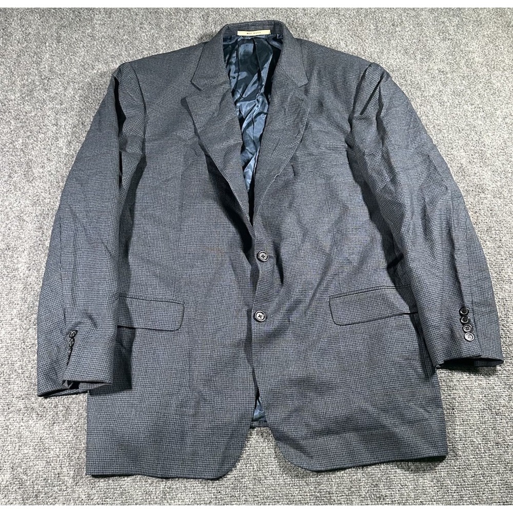Burberry London Mens 46R Kensington 100% Wool Blue Plaid Blazer Made In USA
